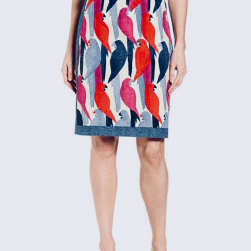 NIC+ZOE PARROT PRINT PENCIL SKIRT